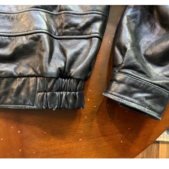 Vintage Mens Lined Wilsons Leather Black Bomber Removable Liner Distressed - Picture 13 of 15